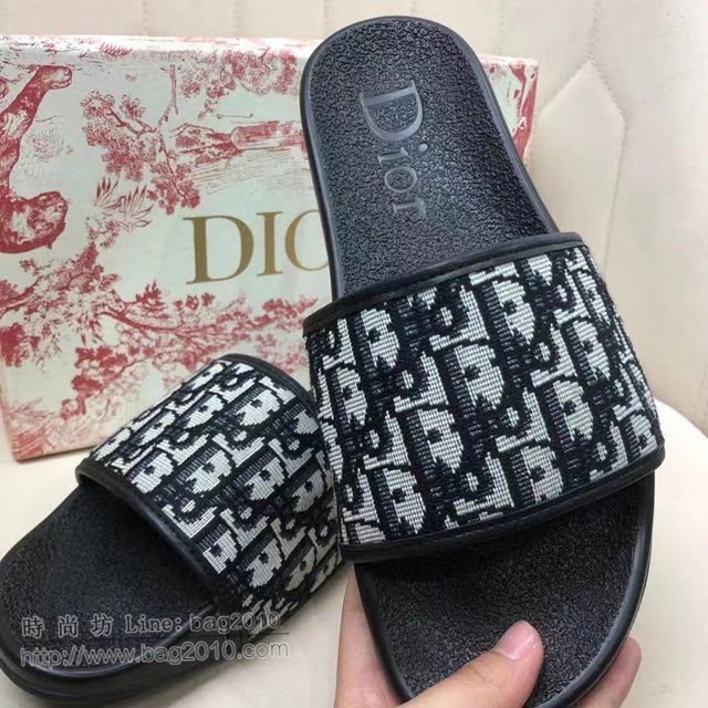 DIOR女鞋 迪奧2021專櫃新款磨砂厚底涼拖 Dior刺繡平拖  naq1514